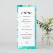 Elegant Aqua Blue Geometric Gold Menu (Staand voorkant)