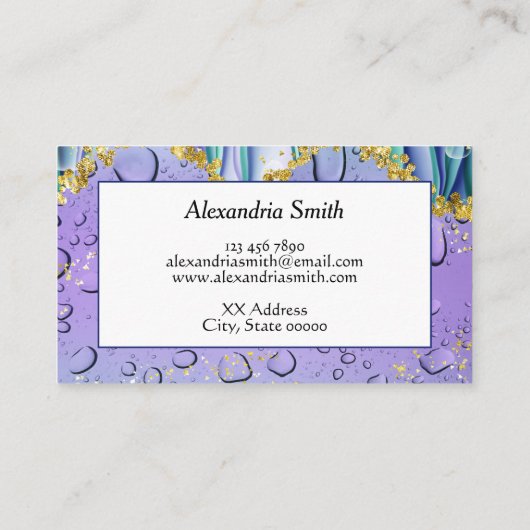 Elegant Aqua Blue Gradient Ombre Aangepaste naam Visitekaartje (Achterkant)