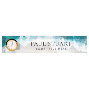 Elegant Aqua Blue Green Beach Script Naambordje