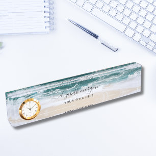 Elegant Aqua Blue Green Script Name Clock Desk Nam Naambordje