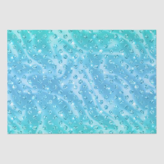 Elegant Aqua Blue Polka Dot Metallic Glitter Tissuepapier (Voorkant)