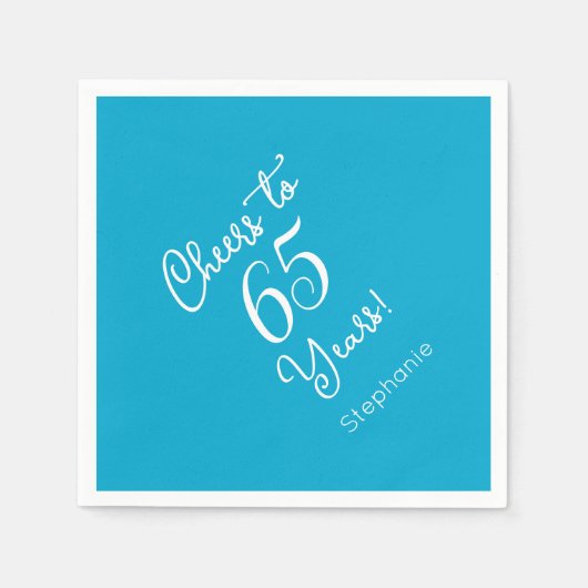 Elegant Aqua Blue Proost 65 jaar 65e verjaardag Servet (Voorkant)