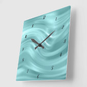 Elegant Aqua Blue Swirl Design Decorative Vierkante Klok (Hoek)