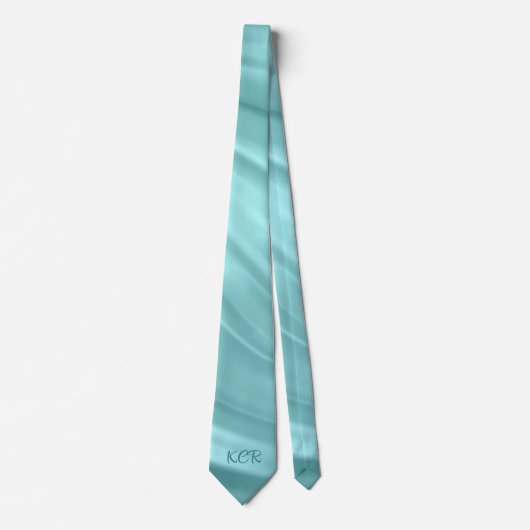 Elegant Aqua Blue Swirl Pattern Monogram Initialen Stropdas (Voorkant)