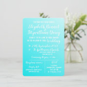 Elegant Aqua Blue Wedding Invitation Kaart (Staand voorkant)