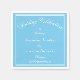 Elegant Aqua Blue & White Script Paper Wedding Servet