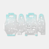 Elegant Aqua Blue Zilver Glitter Zoet Zestien Bedankdoosjes (Uitgevouwen)