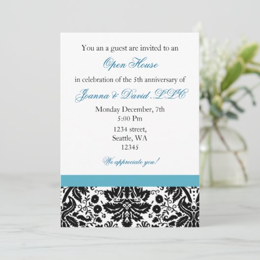 Elegant aqua Corporate party Invitation Kaart (Staand voorkant)