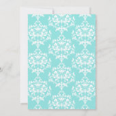 Elégant Aqua Damask Rehearsal Dîner Invitation (Dos)