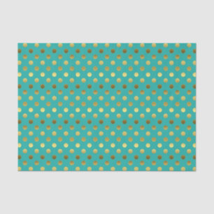 Elegant Aqua en Golden Polka Dot Tissue Paper Tissuepapier