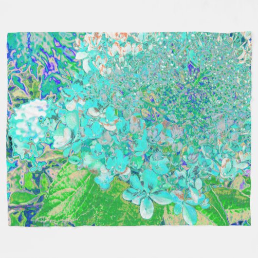 Elegant Aqua en Green Limelight Hydrangea Detail Fleece Deken (Voorkant (Horizontaal))