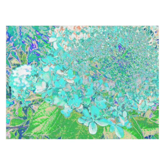 Elegant Aqua en Green Limelight Hydrangea Detail Tafelkleed (Voorkant (Horizontaal))