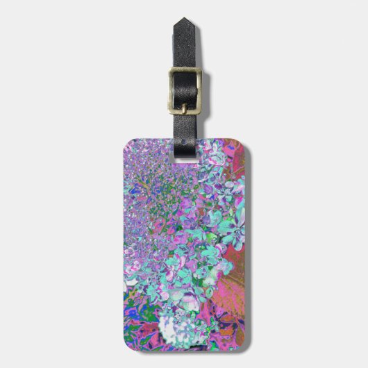 Elegant Aqua en Paarse Limelight Hydrangea Detail Bagagelabel (Voorkant verticaal)