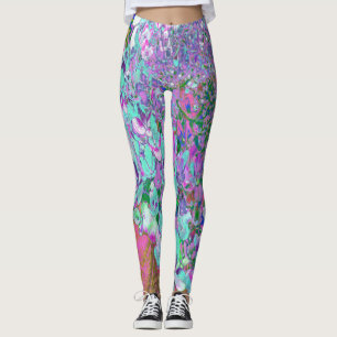 Elegant Aqua en Paarse Limelight Hydrangea Detail Leggings