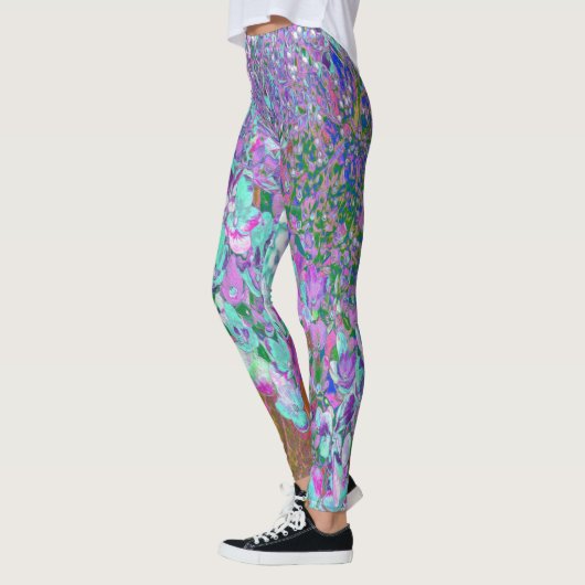 Elegant Aqua en Paarse Limelight Hydrangea Detail Leggings (Links)