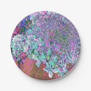Elegant Aqua en Paarse Limelight Hydrangea Detail Papieren Bordje