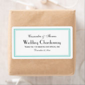 Elégant Aqua encadré H Étiquette bouteille de vin (En situation)