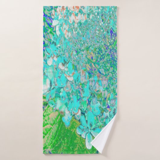 Elegant Aqua et Vert Limelight Hydrangea Détail (Serviette de bain)