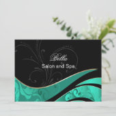 élégant aqua fleurie Business Merci Cartes (Debout devant)