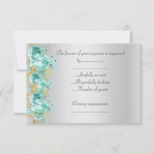Elégant Aqua floral argent rsvp