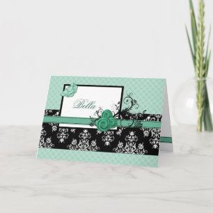 elegant aqua floral Business Hartelijk dank Bedankkaart