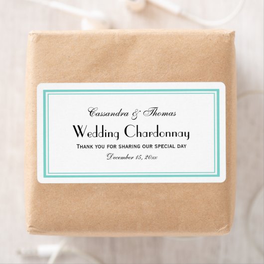 Elegant Aqua Framed H Wine Fles Label (Insitu)