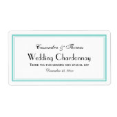 Elegant Aqua Framed H Wine Fles Label (Voorkant)