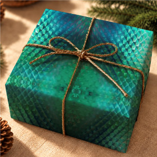 Elegant Aqua Glas-in-lood Geometrisch Cadeaupapier