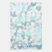 Elegant Aqua Gray en White Abstract Geometric Theedoek (Verticaal)
