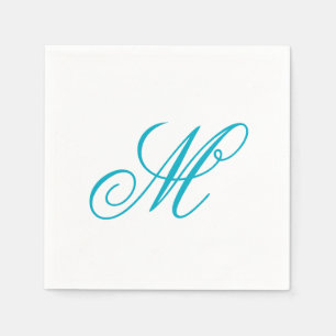 Elegant Aqua Monogram Initiaal Servet