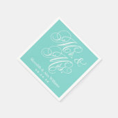 Elegant Aqua Mr en Mrs Script Custom Monogram Servet (Hoek)