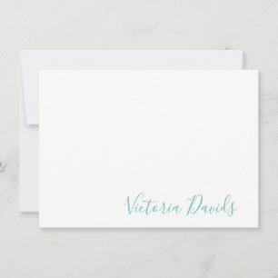 Elegant Aqua Personalised Signature Script Notitiekaartje