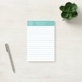 Elegant Aqua Professional Monogram Business Post-it® Notes (Kantoor)