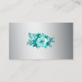 Elegant Aqua Rozen en Silver Wedding Website Informatiekaartje (Achterkant)