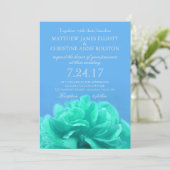 Elégant Aquamarine Blue Floral Faire-part de maria (Debout devant)