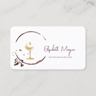 Elegant Aquarel Wijnvlek Gouden Wijn Glas Visitekaartje