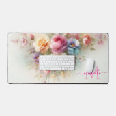 Elegant Aquarell Floral Custom Name Modern (Clavier et souris)