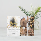 Elégant Aquarelle Arbre Multi Photo Carte de Noël (Debout devant)