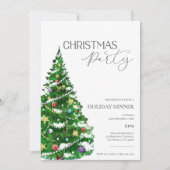 Elégant Aquarelle Arbre Noël Invitation (Devant)