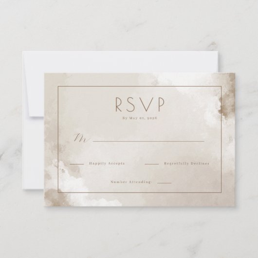 Élégant Aquarelle Beige RSVP (Devant)
