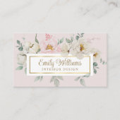 Elégant Aquarelle Blanc Fleurs Carte de visite (Devant)