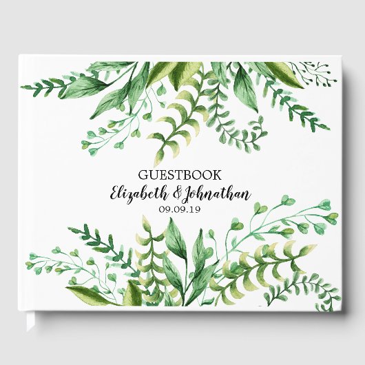 Elégant Aquarelle Botanique Mariage Livre d'or (Recto)