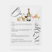 Elégant Aquarelle Cocktails Bar Mariage Menu (Recto)