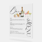 Elégant Aquarelle Cocktails Bar Mariage Menu (Angle)