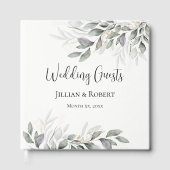 Elégant Aquarelle Feuille Mariage livre d'hôtes (Recto)