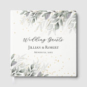 Elégant Aquarelle Feuille Mariage livre d'hôtes (Recto)