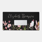 Elégant Aquarelle Fleurs Girly Script Nom Noir (Clavier et souris)