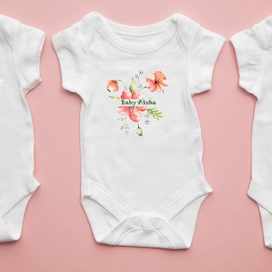 Elégant Aquarelle Floral Baby T-shirt | Nouveau bé