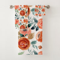 Elégant aquarelle Floral Rustique Coral Motif