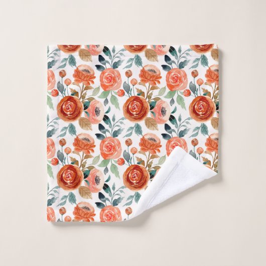 Elégant aquarelle Floral Rustique Coral Motif (Gant de toilette)